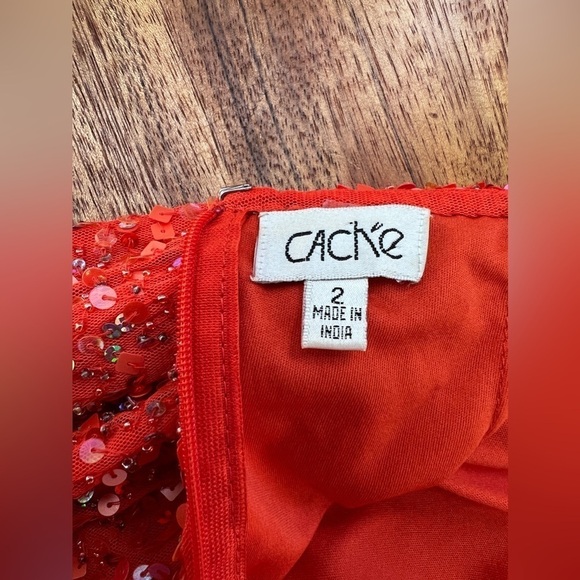 Cache Coral Sparkle Gown size 2 - Picture 9 of 15